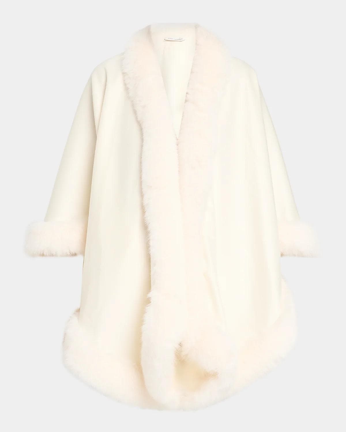 Sofia Cashmere Cashmere Cape With Faux Fur Trim