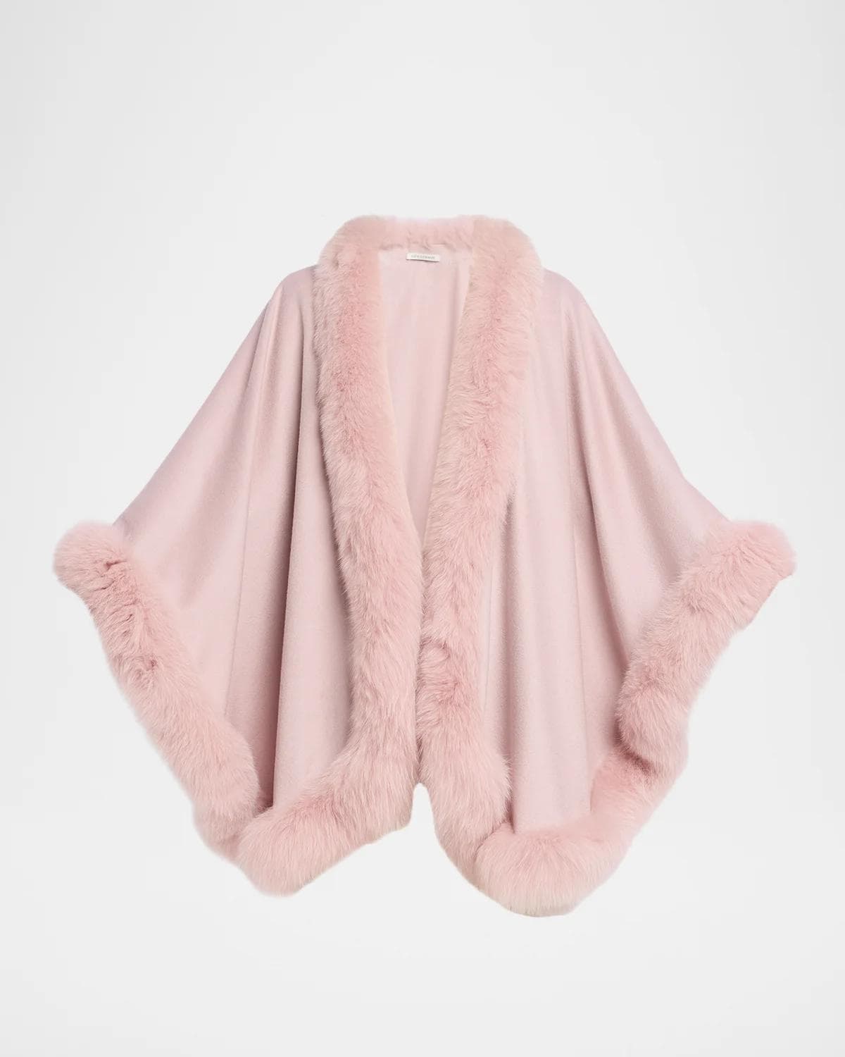 Sofia Cashmere Cashmere Cape With Faux Fur Trim