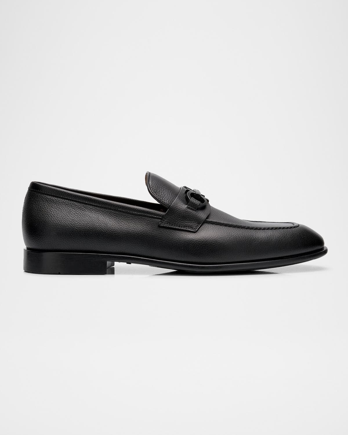 FERRAGAMO Men's Foster Grained Leather Gancini Bit Loafers