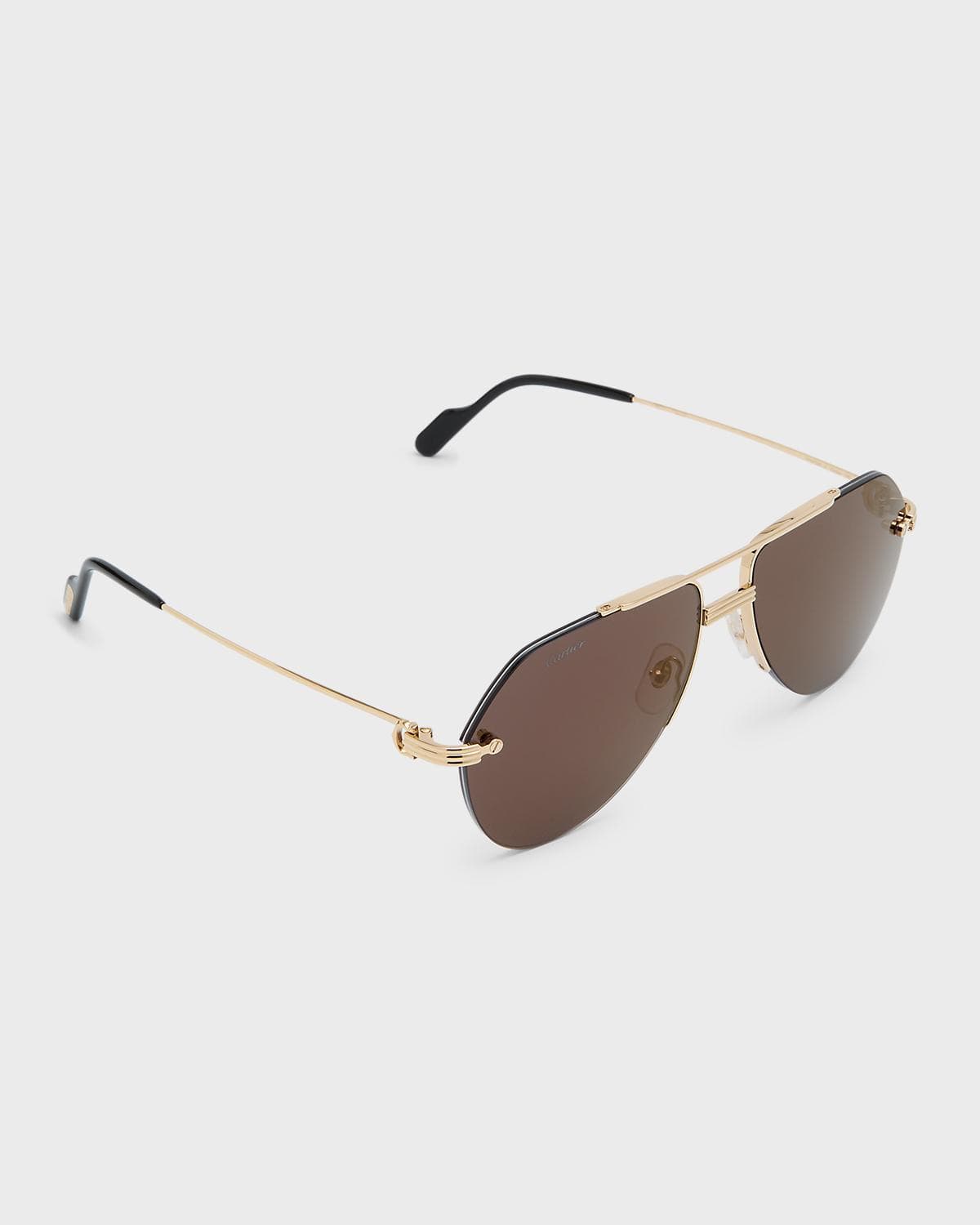 Cartier Men's Metal Aviator Sunglasses