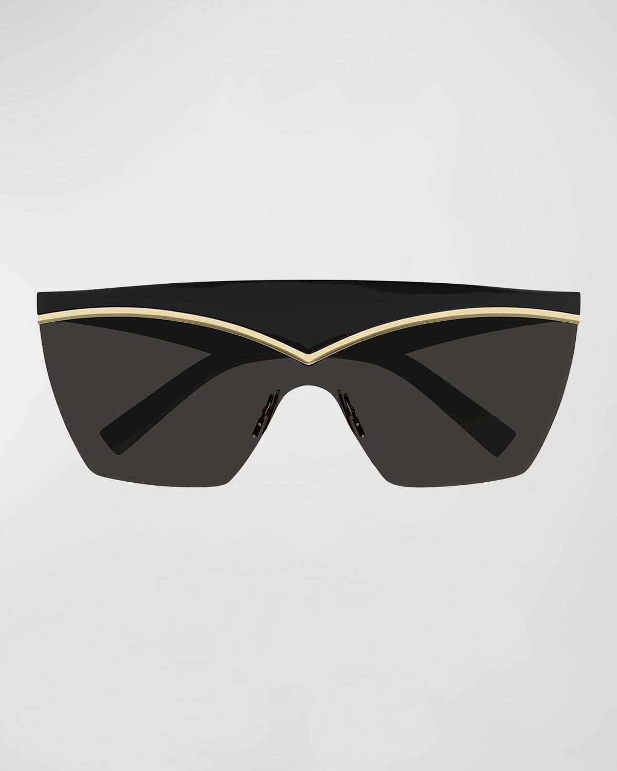 Saint Laurent Logo Acetate Shield Sunglasses