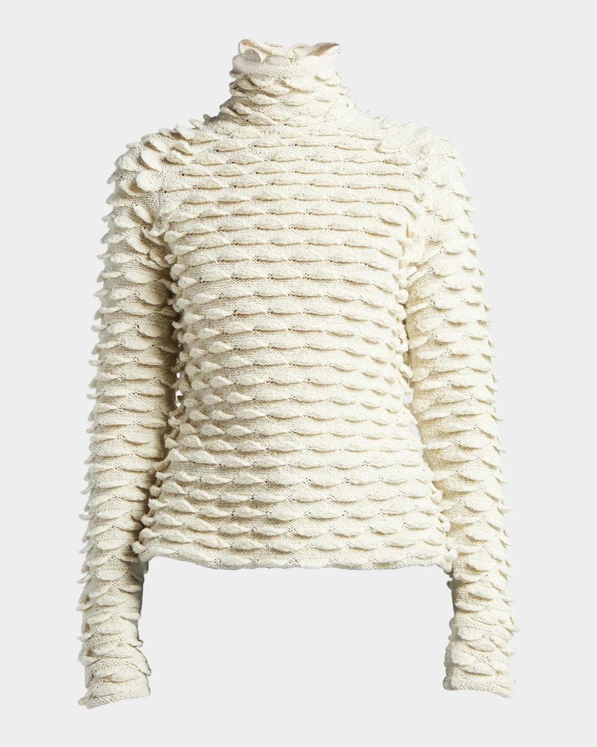 Bottega Veneta Fish Scale Wool High-Neck Sweater
