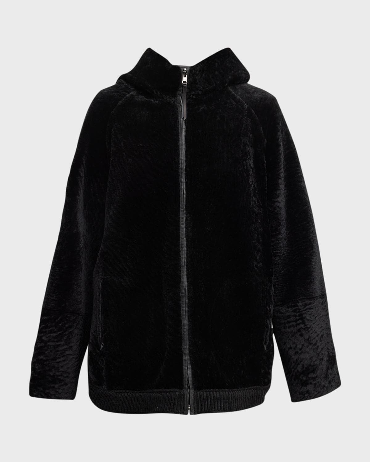 Gorski Reversible Shearling Lamb Zip Parka Jacket With Side Slits