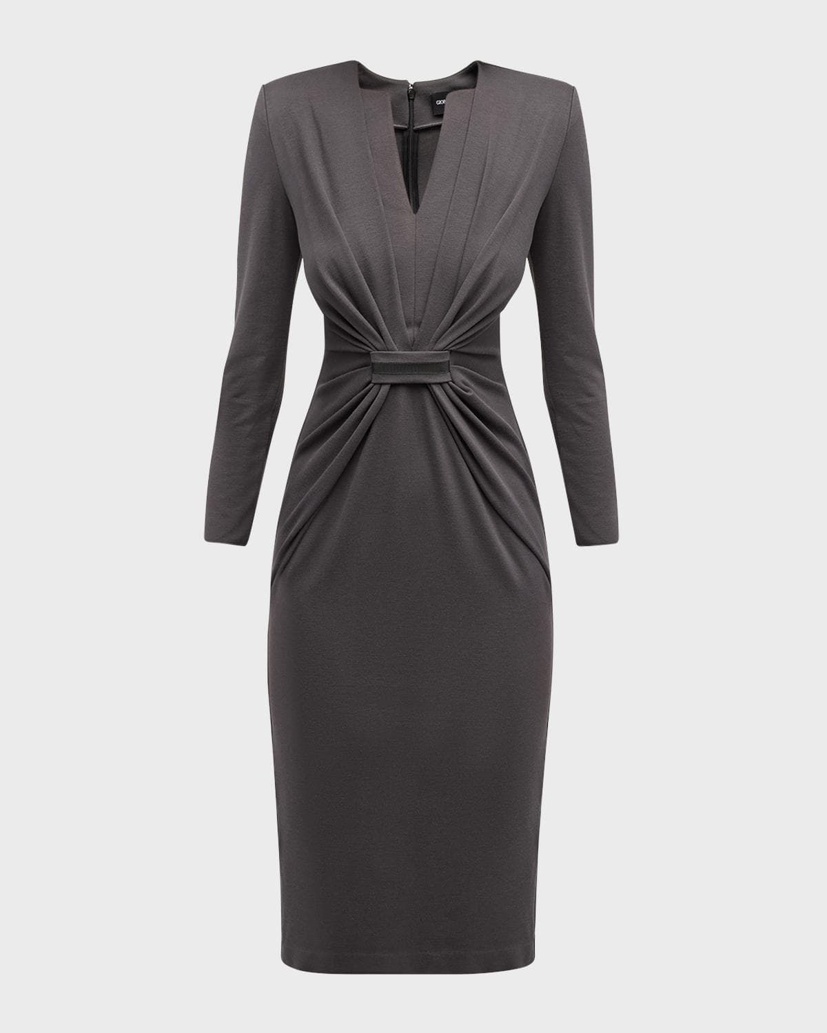 Giorgio Armani Tab-Front Gathered Jersey Sheath Dress
