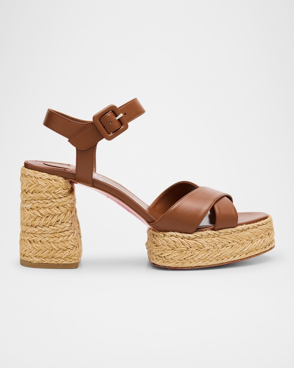 Christian Louboutin 70mm Calakala Leather Crisscross Espadrille Sandals