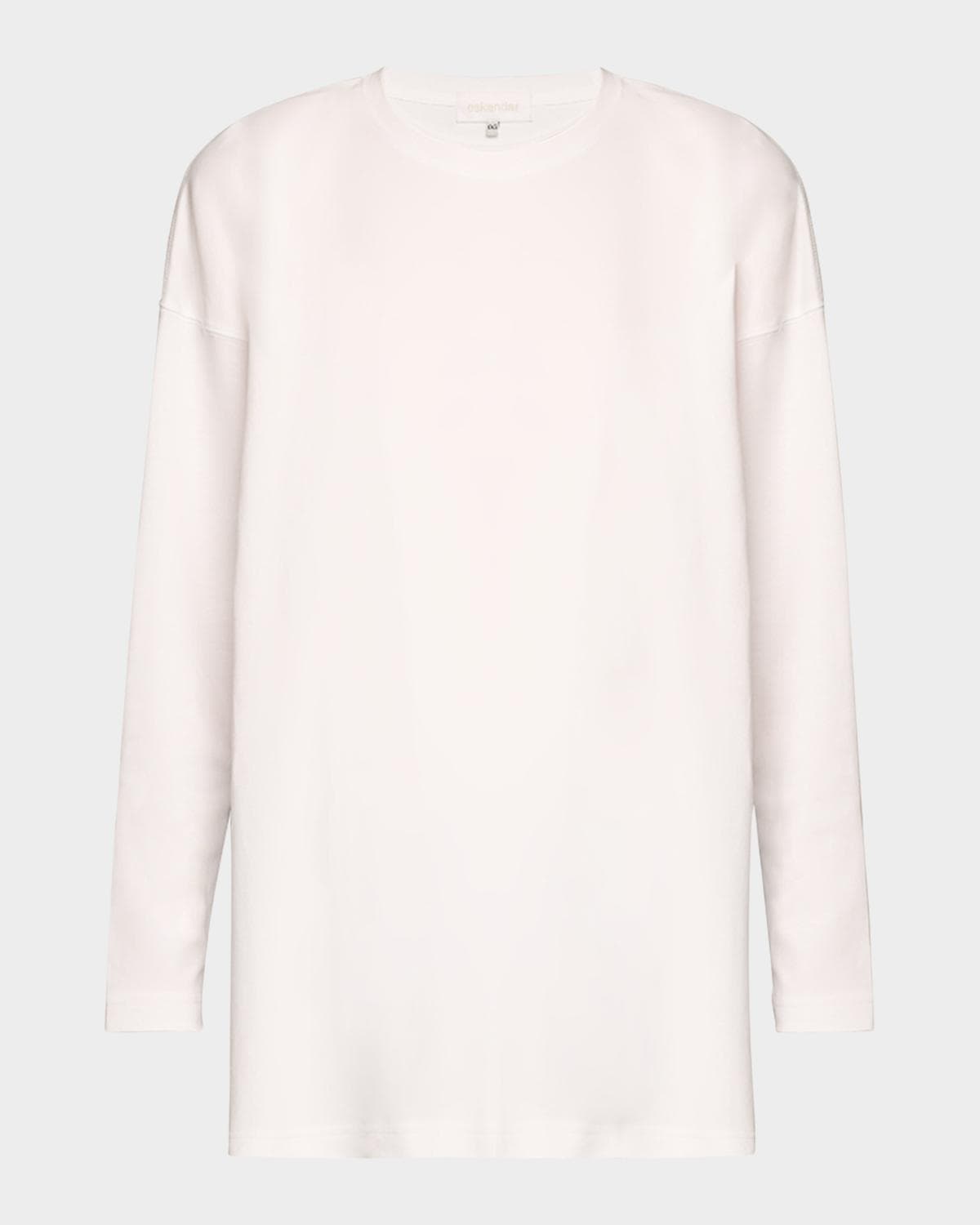 Eskandar Side Panelled Round Neck Long Sleeve T-Shirt (Mid Plus Length)