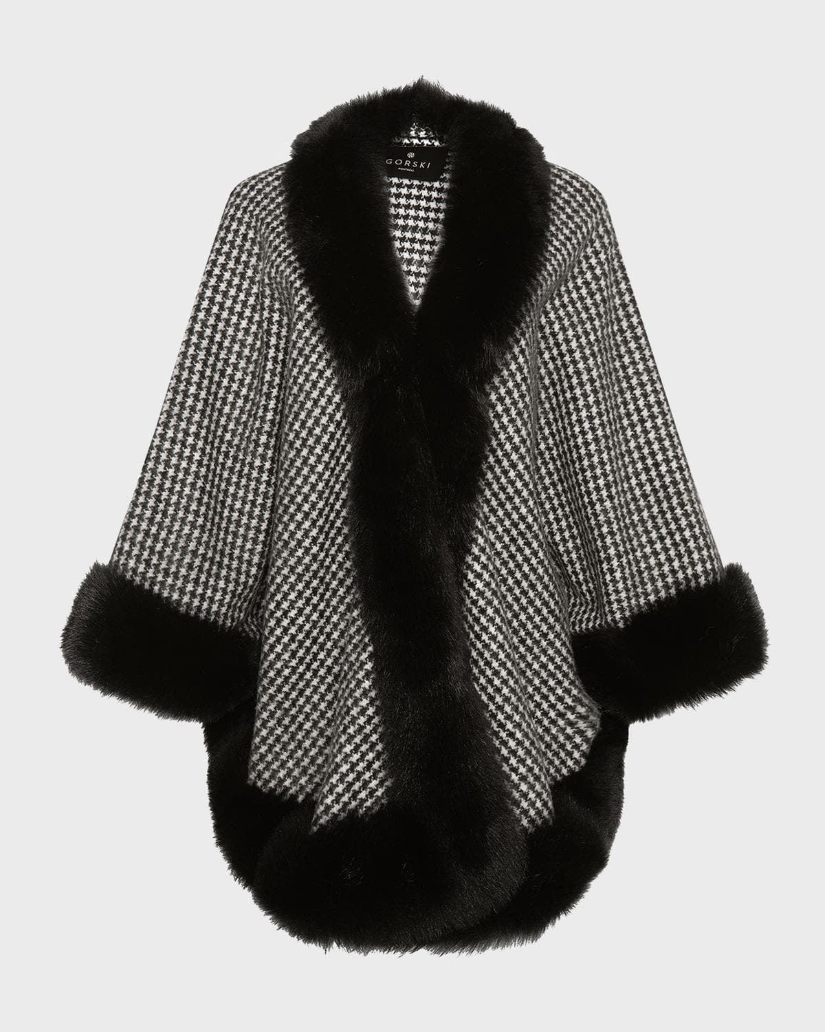 Gorski Cashmere Capelet with Lamb Shearling Trim