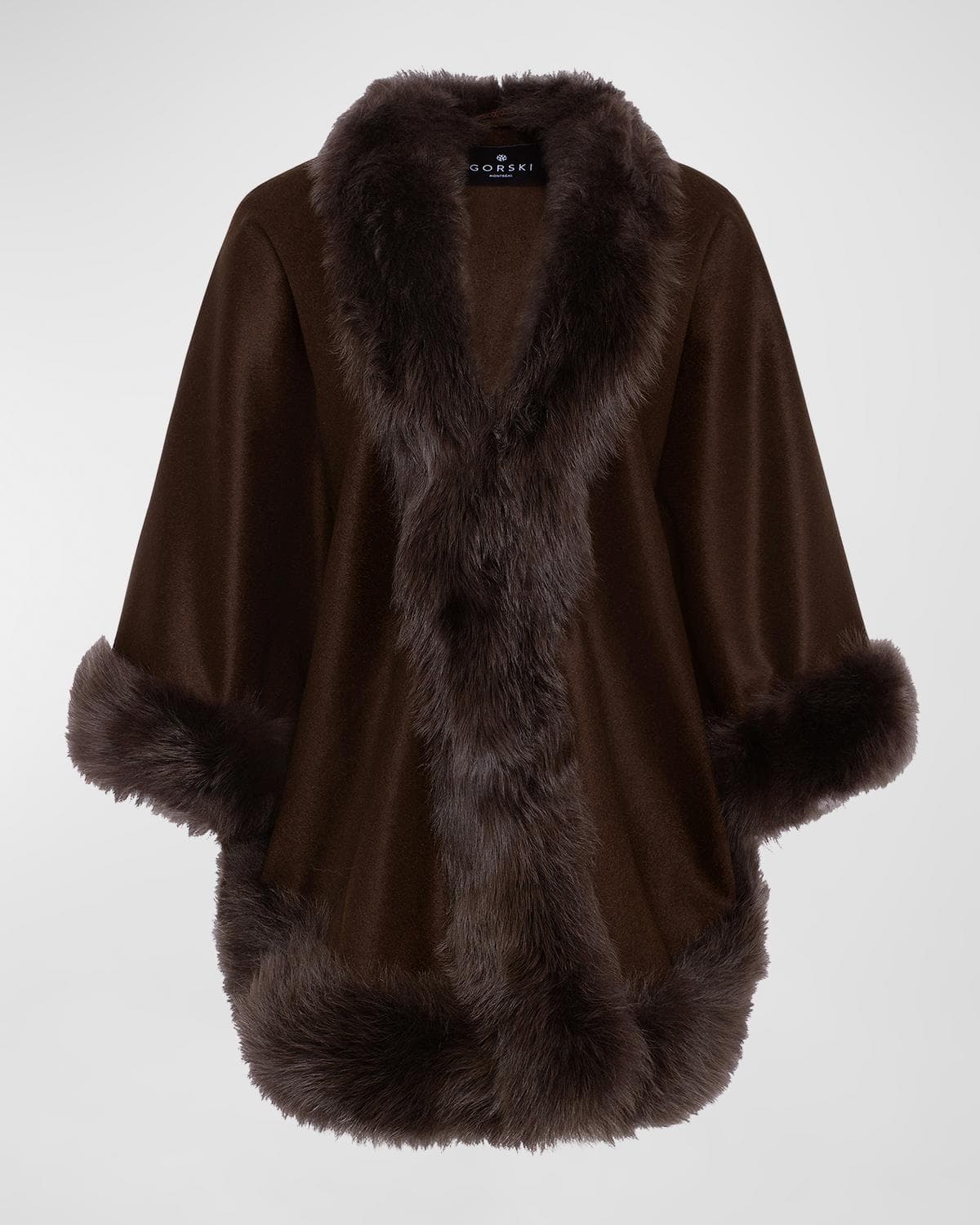 Gorski Cashmere Capelet with Lamb Shearling Trim