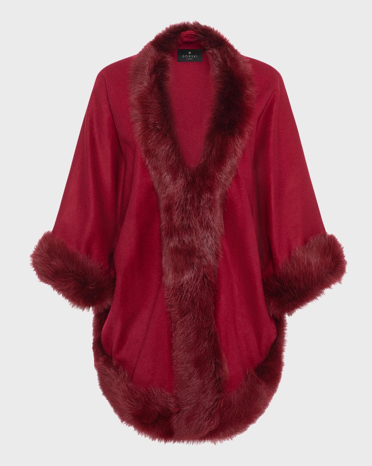 Gorski Cashmere Capelet with Lamb Shearling Trim