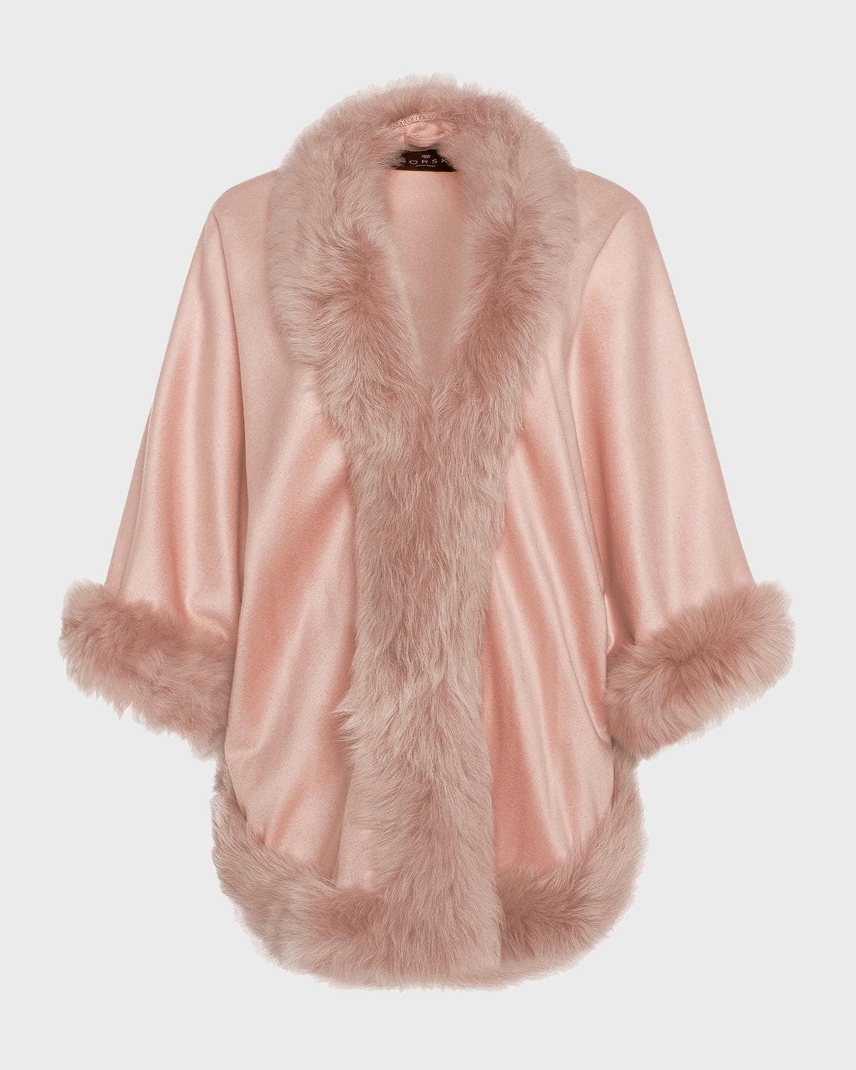 Gorski Cashmere Capelet with Lamb Shearling Trim