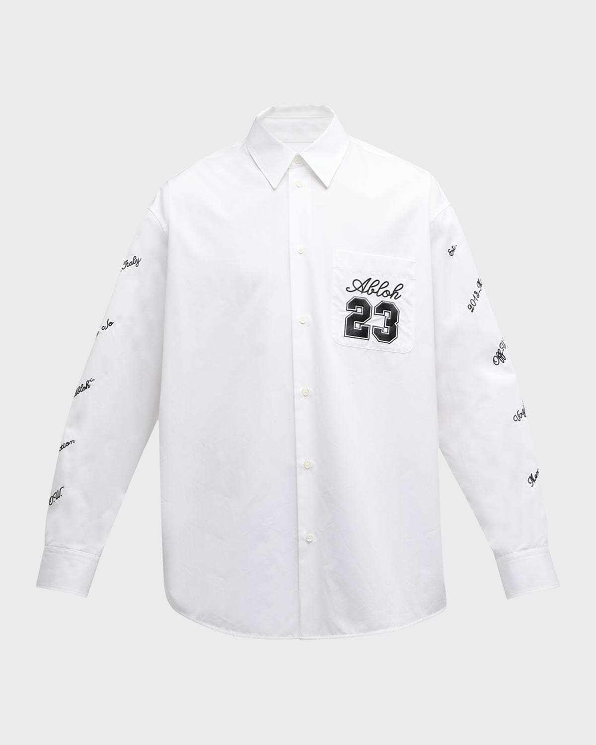 Off-White Men's 23 Logo Embroidered Sport Shirt · MEDIUM