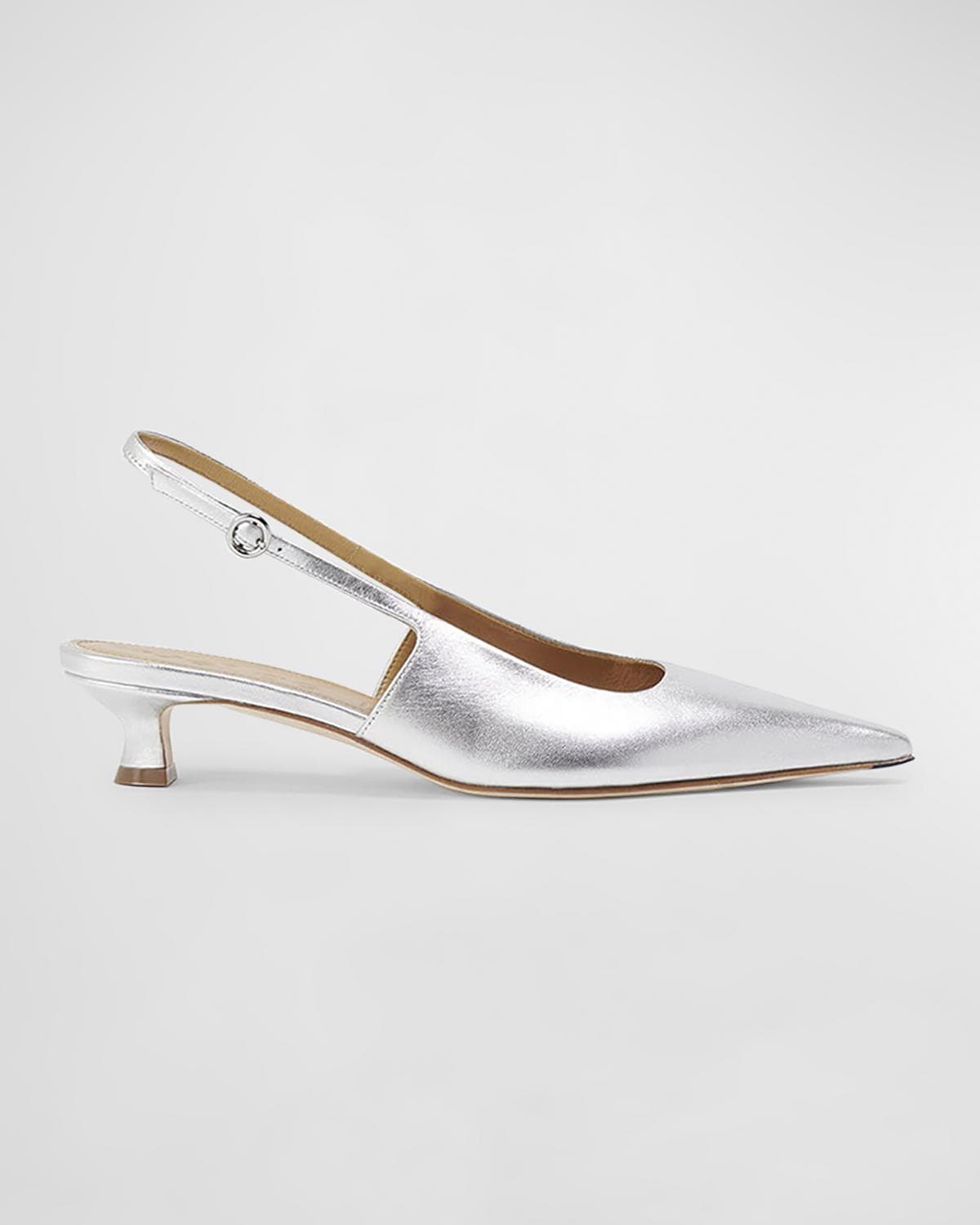 Aeyde Catrina Leather Kitten-Heel Slingback Pumps · 5