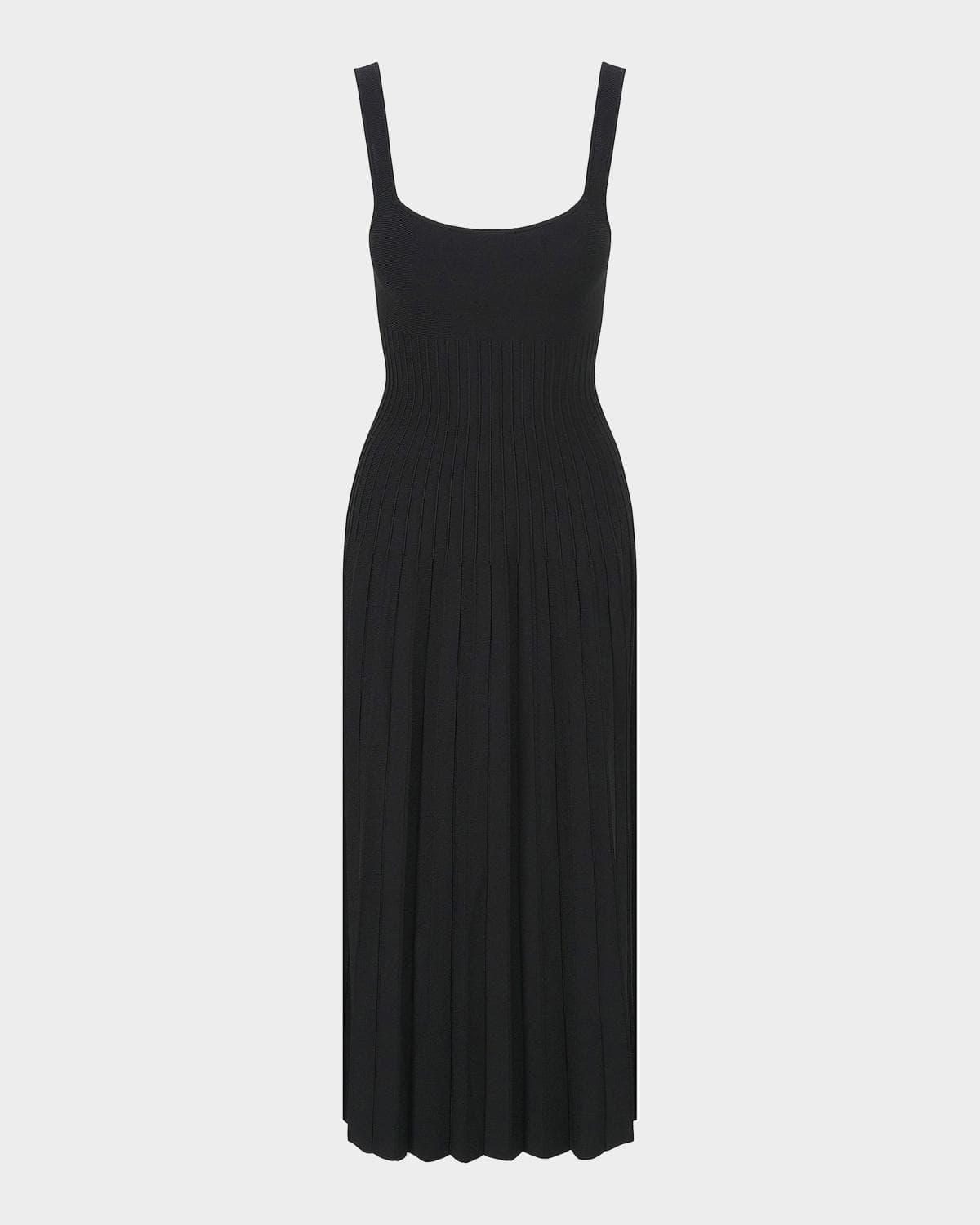 STAUD Ellison Sunburst Pleated Sleeveless Midi Dress