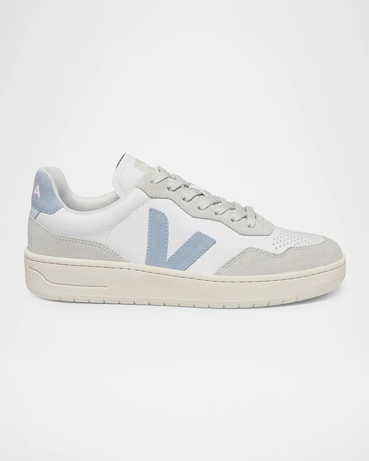 VEJA V-90 Bicolor Mixed Leather Low-Top Sneakers