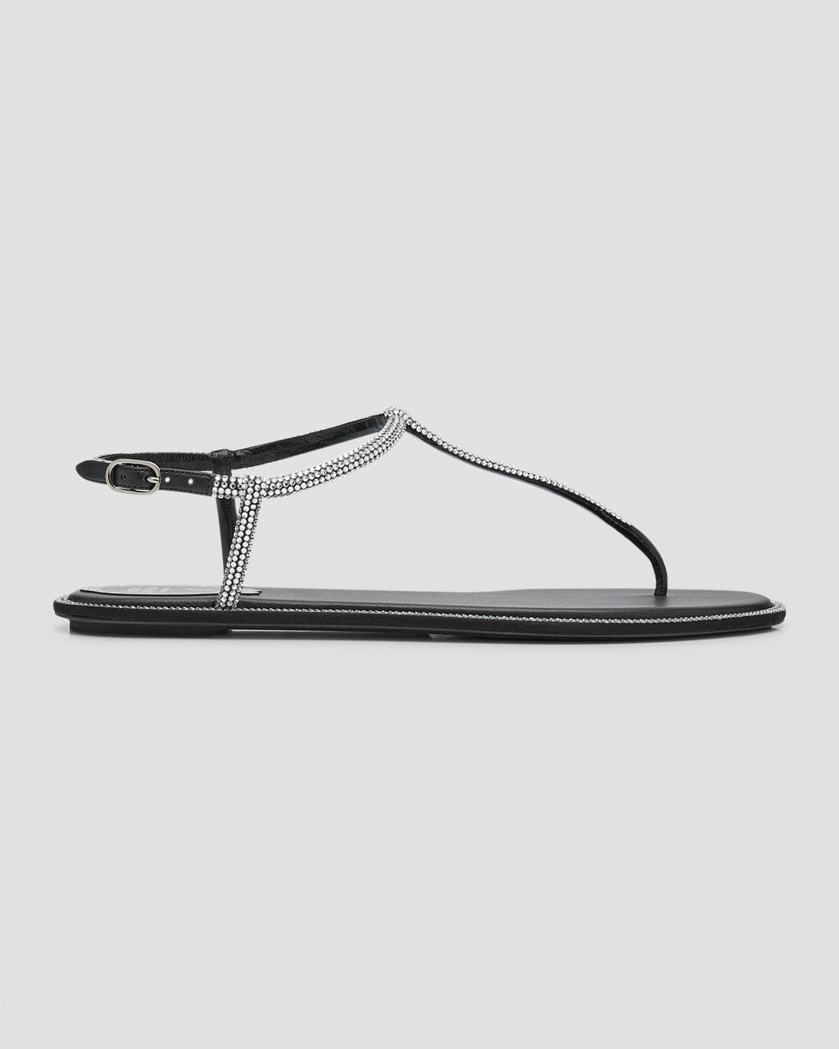 Rene Caovilla Diana Crystal T-Strap Flat Sandals