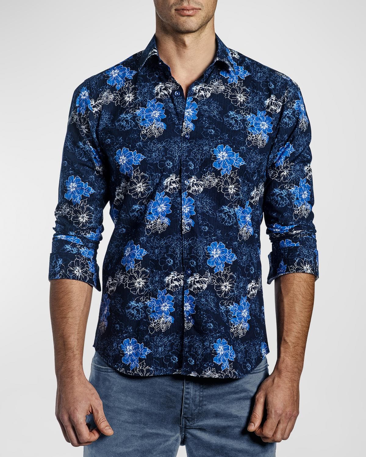 Jared Lang Men's Floral Button-Down Shirt · SMALL