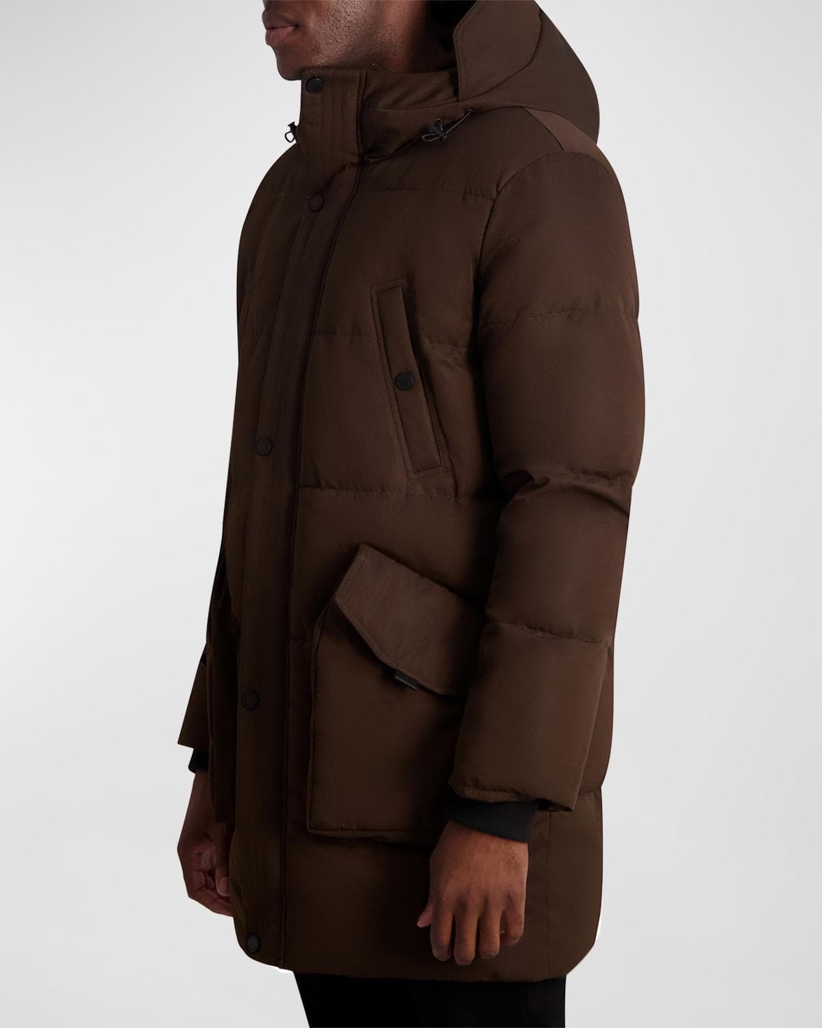 Karl Lagerfeld Paris Men's Hooded Down Parka with Oversized Pockets