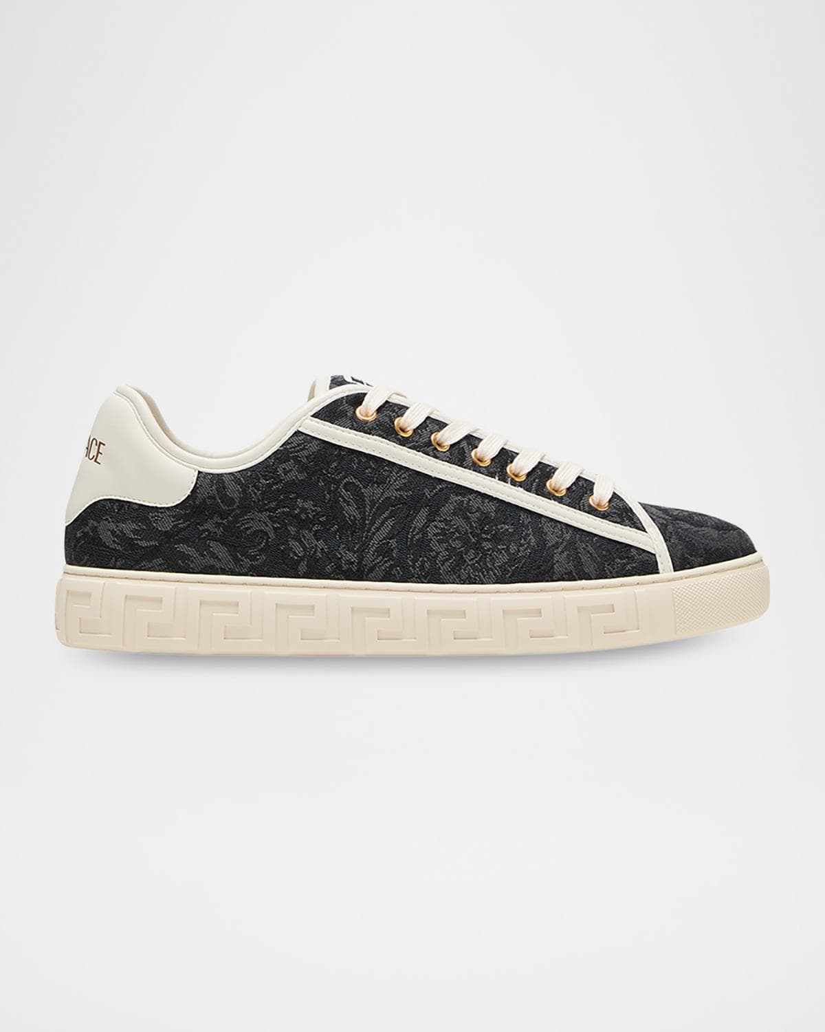 Versace Men's La Greca Baroque Canvas Low-Top Sneakers