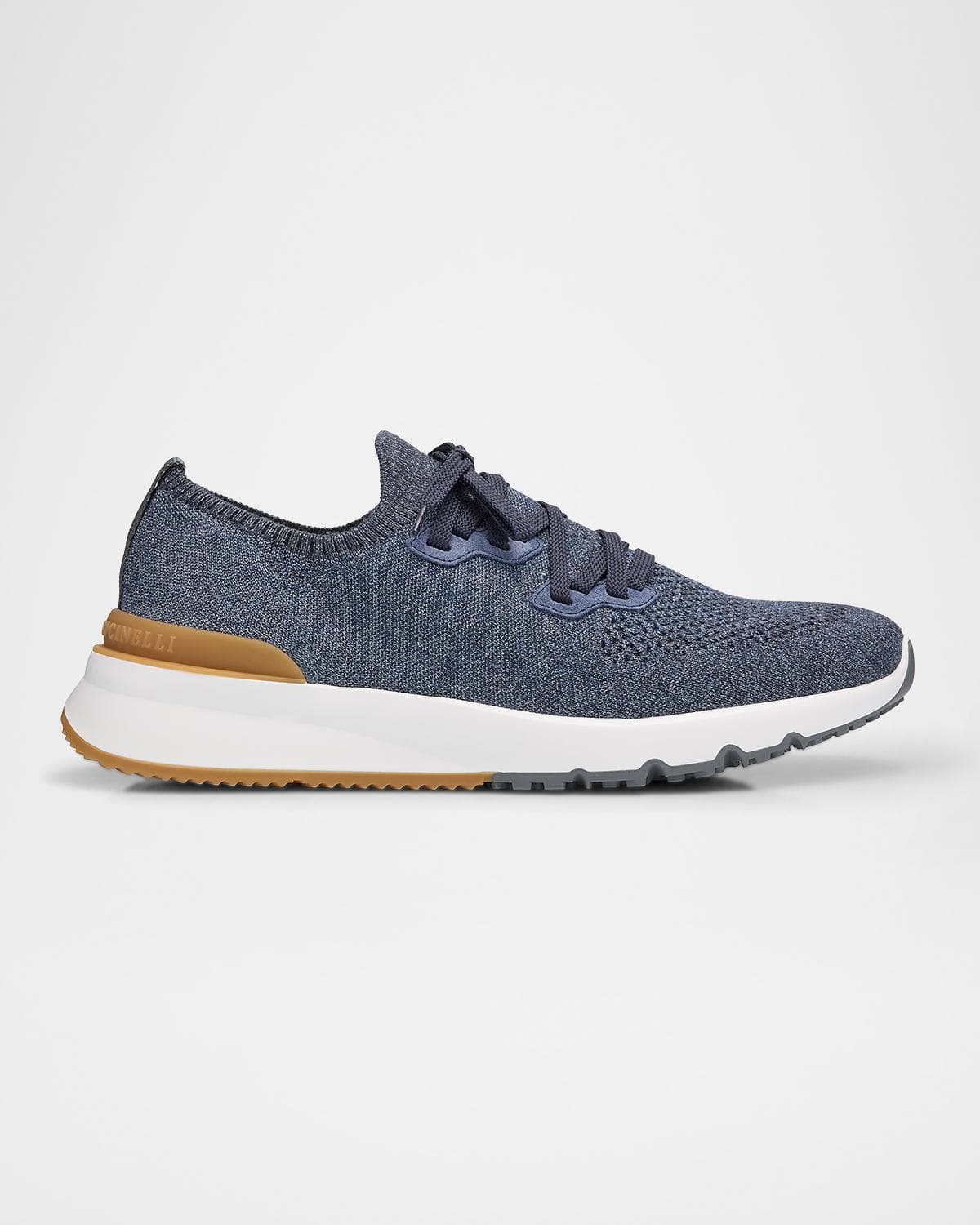 Brunello Cucinelli Men's Melange Knit Runner Sneakers