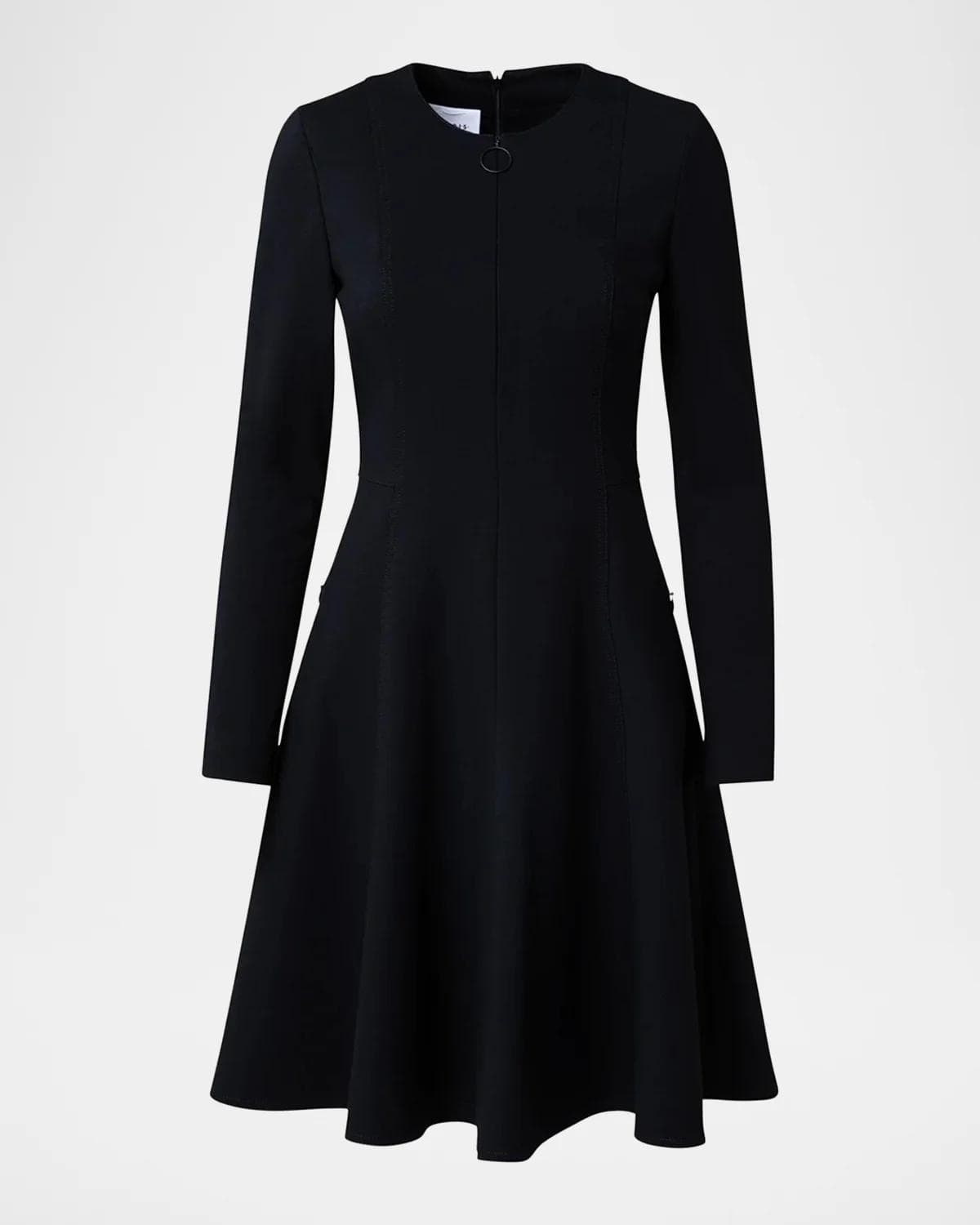 Akris punto Long-Sleeve Cotton Jersey Zip Front Mini Day Dress
