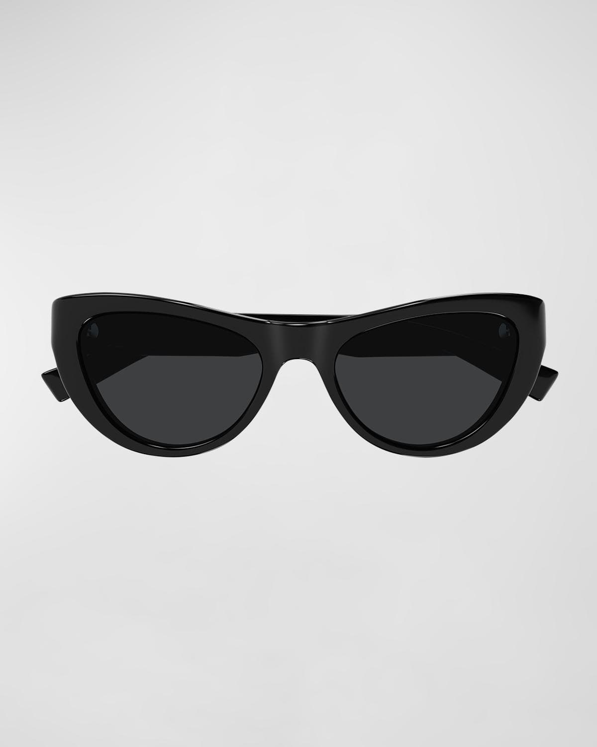 Saint Laurent Sleek Logo Plastic Cat-Eye Sunglasses