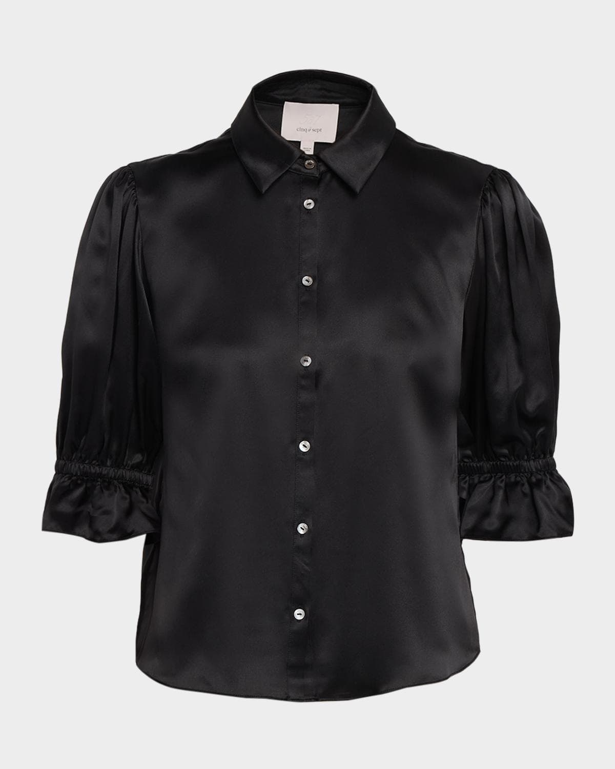 Cinq à Sept Fiona Silk Satin Short-Sleeve Top