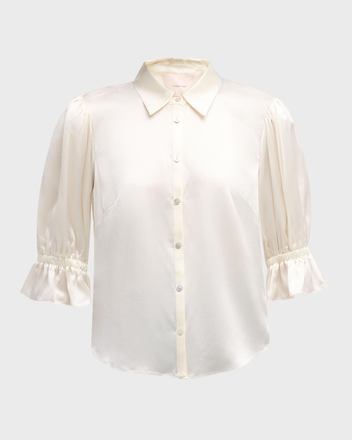 Cinq à Sept Fiona Silk Satin Short-Sleeve Top
