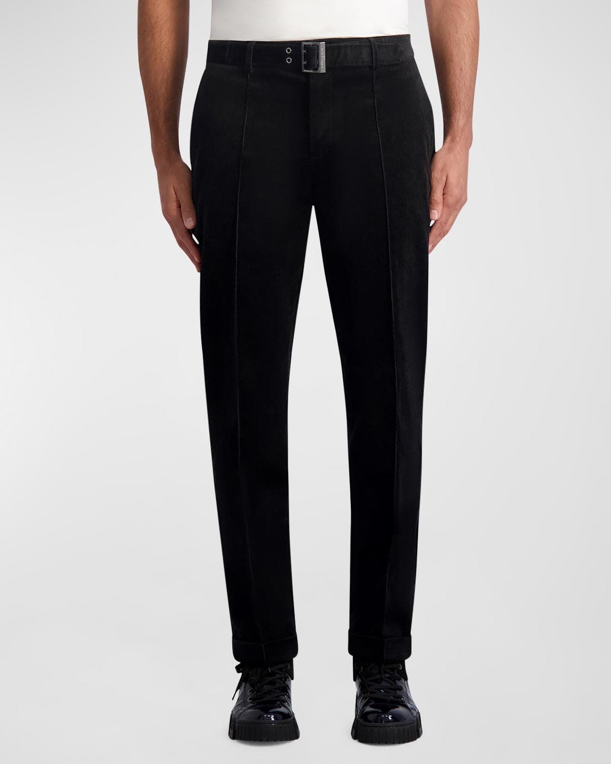 Karl Lagerfeld Paris Men's Belted Pintuck Corduroy Pants