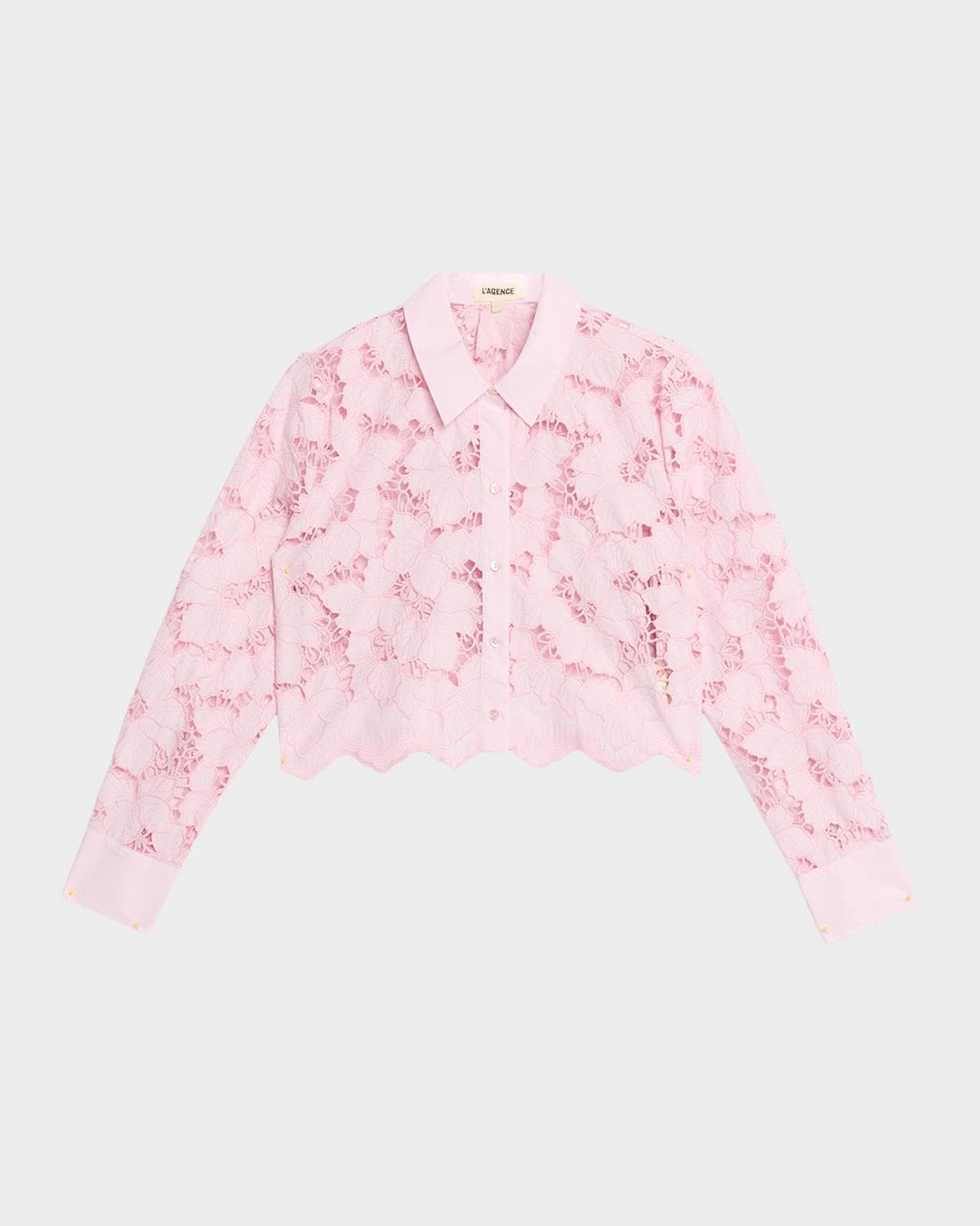L 'AGENCE Seychelle Floral Eyelet-Embroidered Cropped Shirt