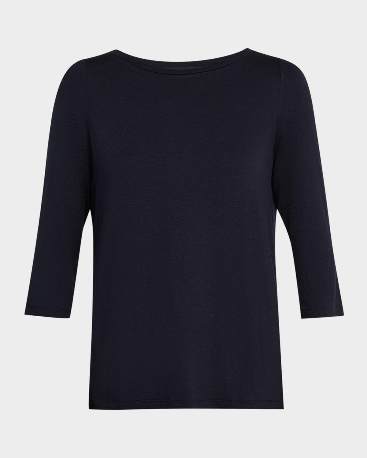 Majestic Filatures Soft Touch 3/4-Sleeve Pleat Back Crewneck Tee