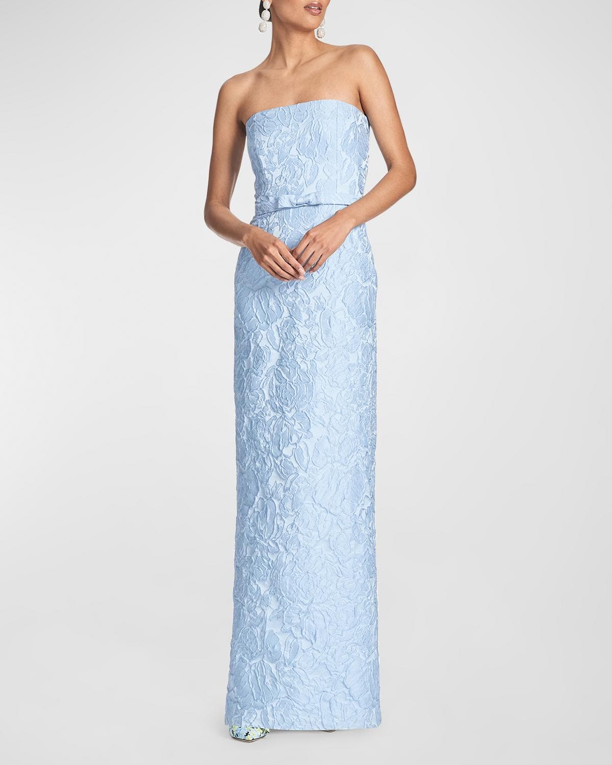SACHIN BABI Strapless Floral Jacquard Column Gown