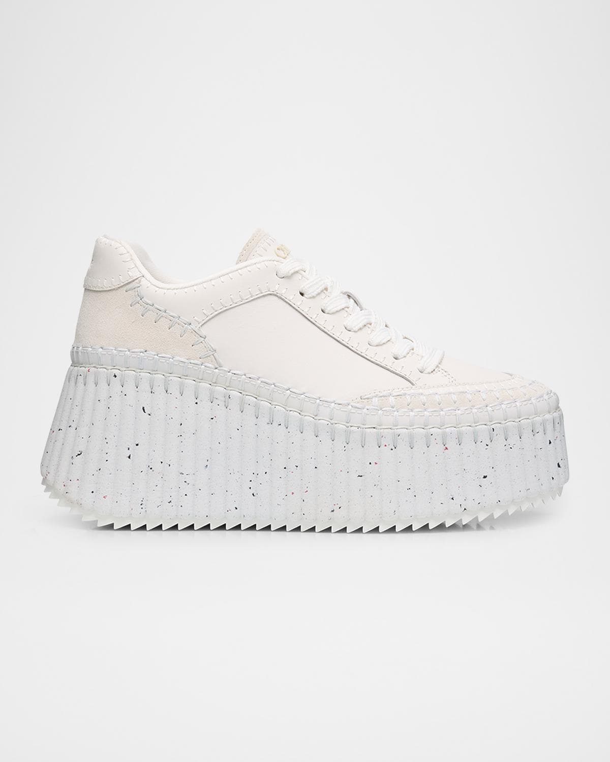Chloe Nama Platform Speckled Mix Leather Sneakers