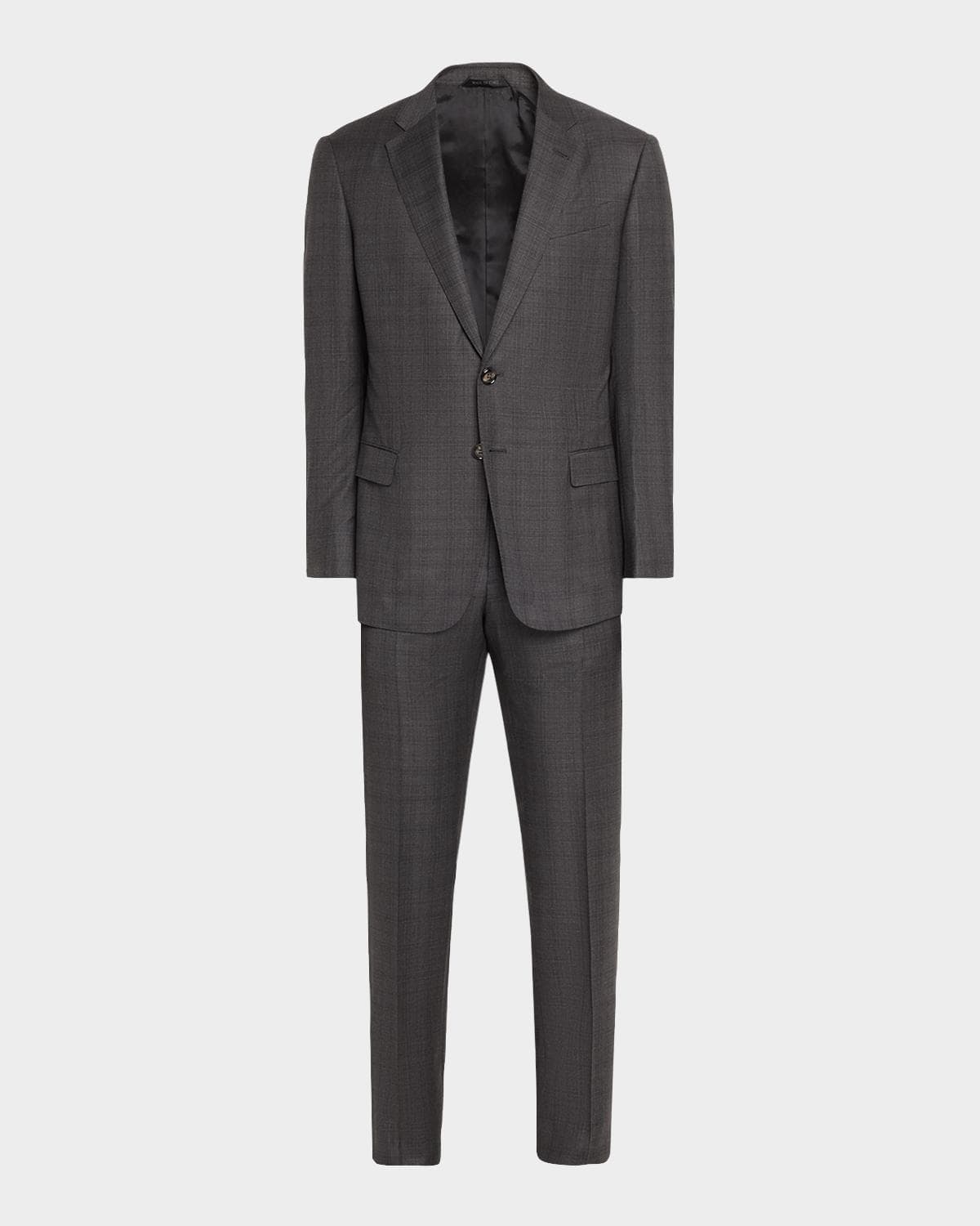 Giorgio Armani Men's Brushed Wool Plaid Classic Fit Suit