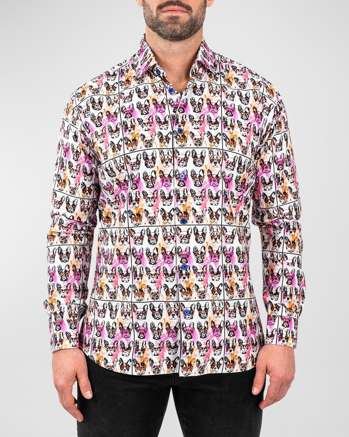 Maceoo Men's Fibonacci Frenchie Nerd Dress Shirt · 4X-LARGE