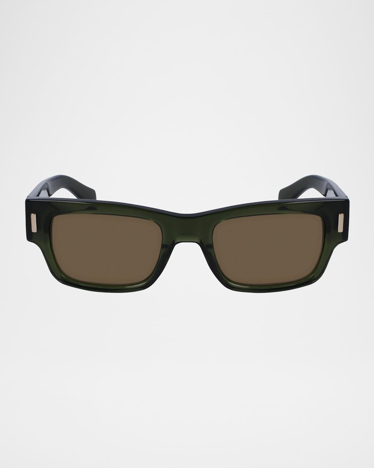FERRAGAMO Men's Rivets Acetate Rectangle Sunglasses, 53mm