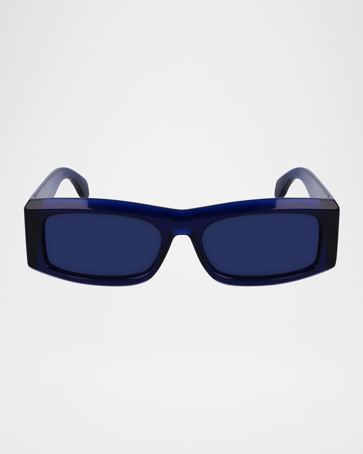 FERRAGAMO Men's Classic Logo Acetate Rectangle Sunglasses, 57mm