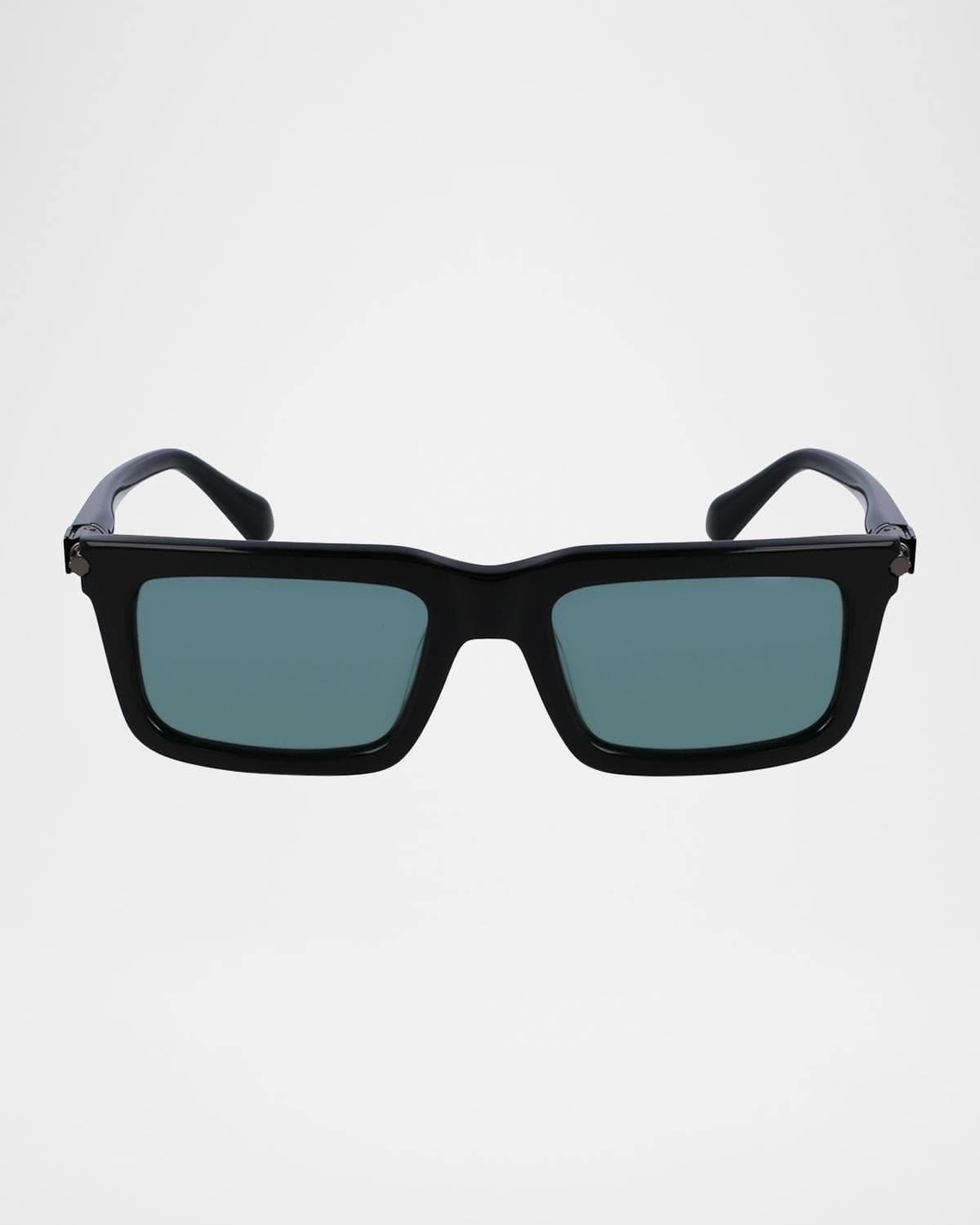 FERRAGAMO Men's Prisma Modified Acetate Rectangle Sunglasses, 53mm