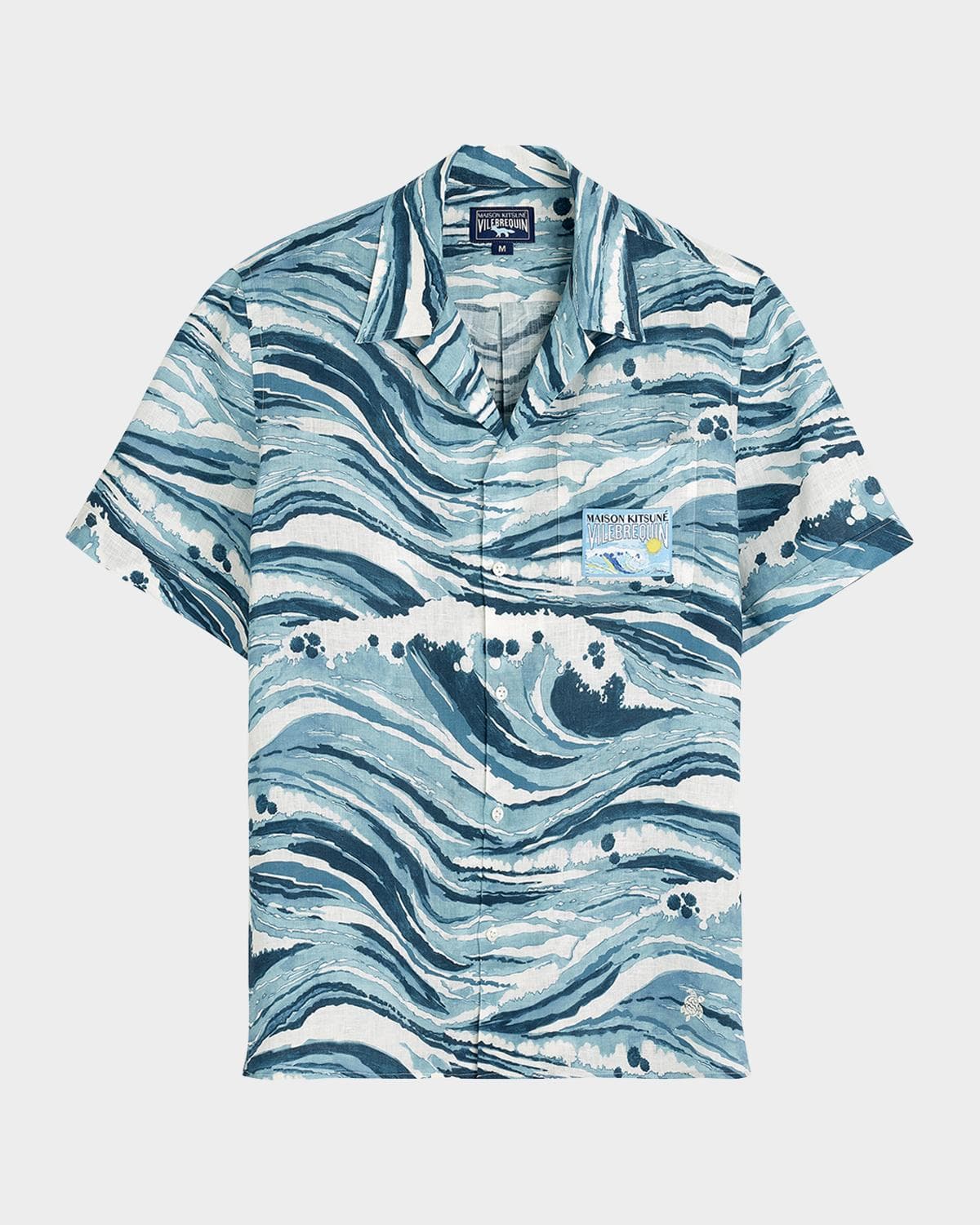Vilebrequin x Maison Kitsune Men's Wave Linen Shirt