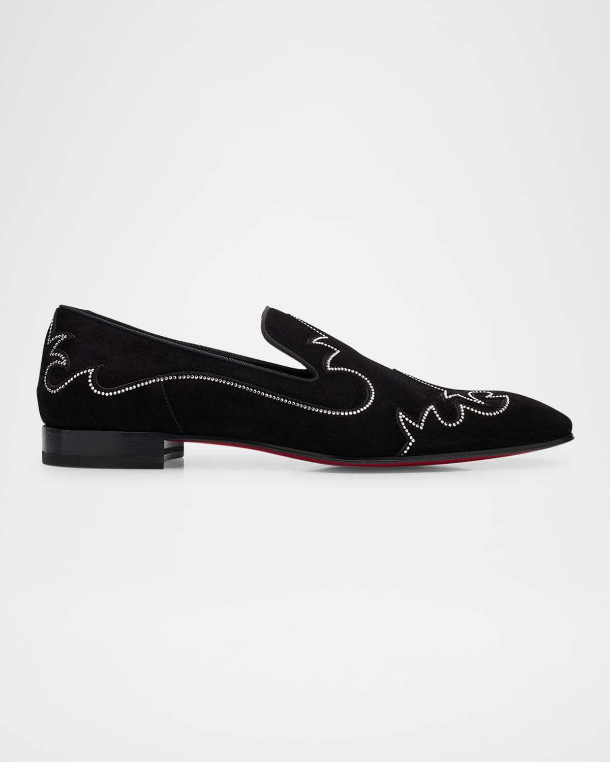 Christian Louboutin Men's Dandysiago Rhinestone and Leather Loafers
