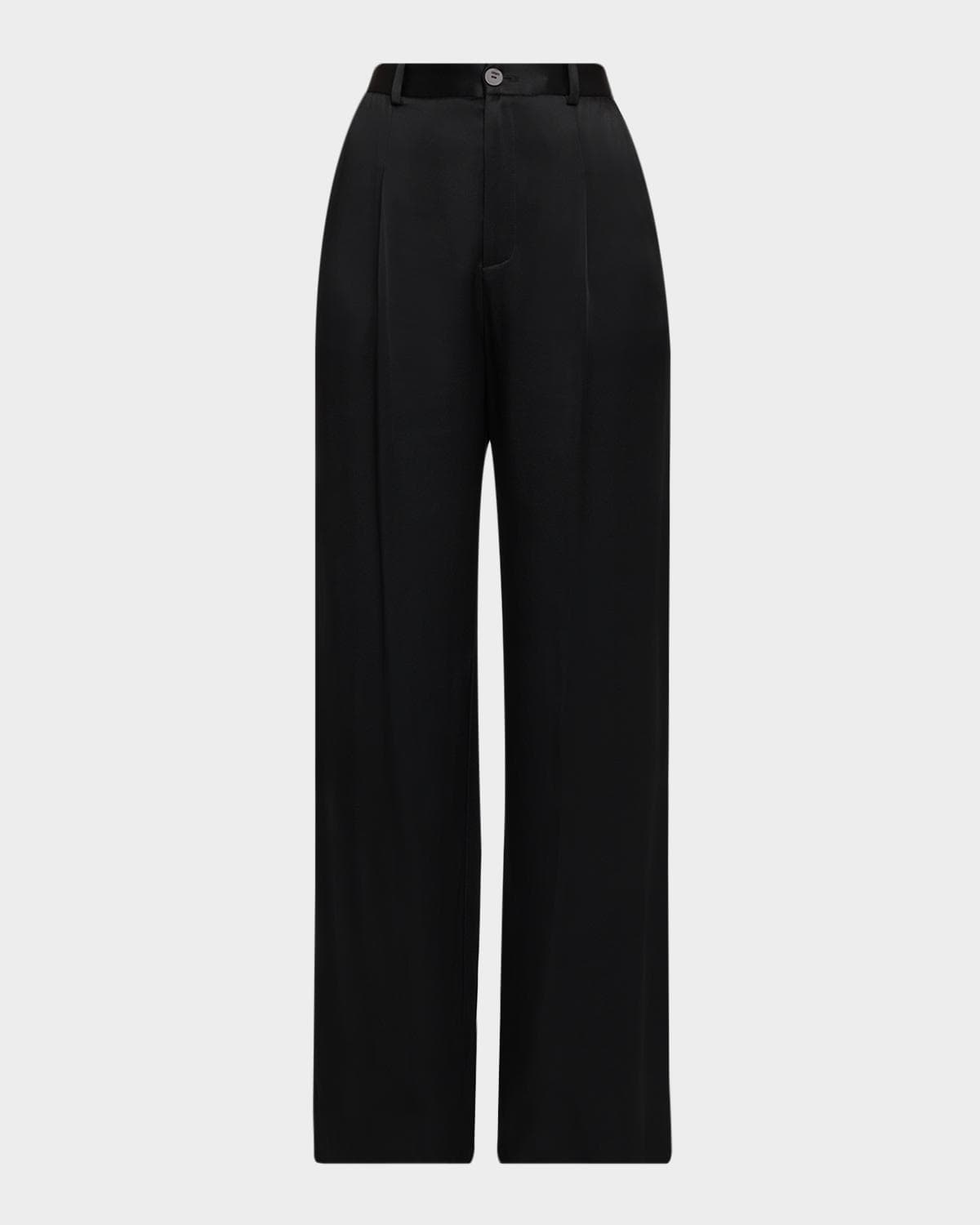 LAPOINTE Mid-Rise Pleated Relaxed Straight-Leg Doubleface Satin Pants