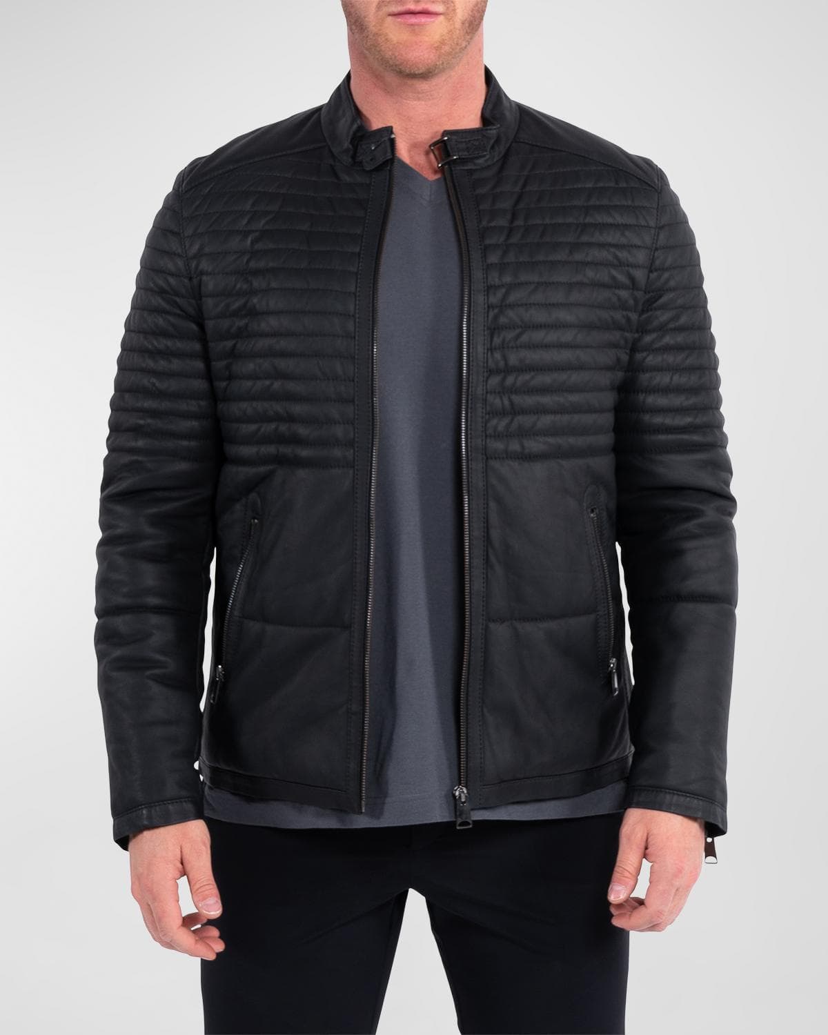 Maceoo Men's Matte Leather Moto Jacket