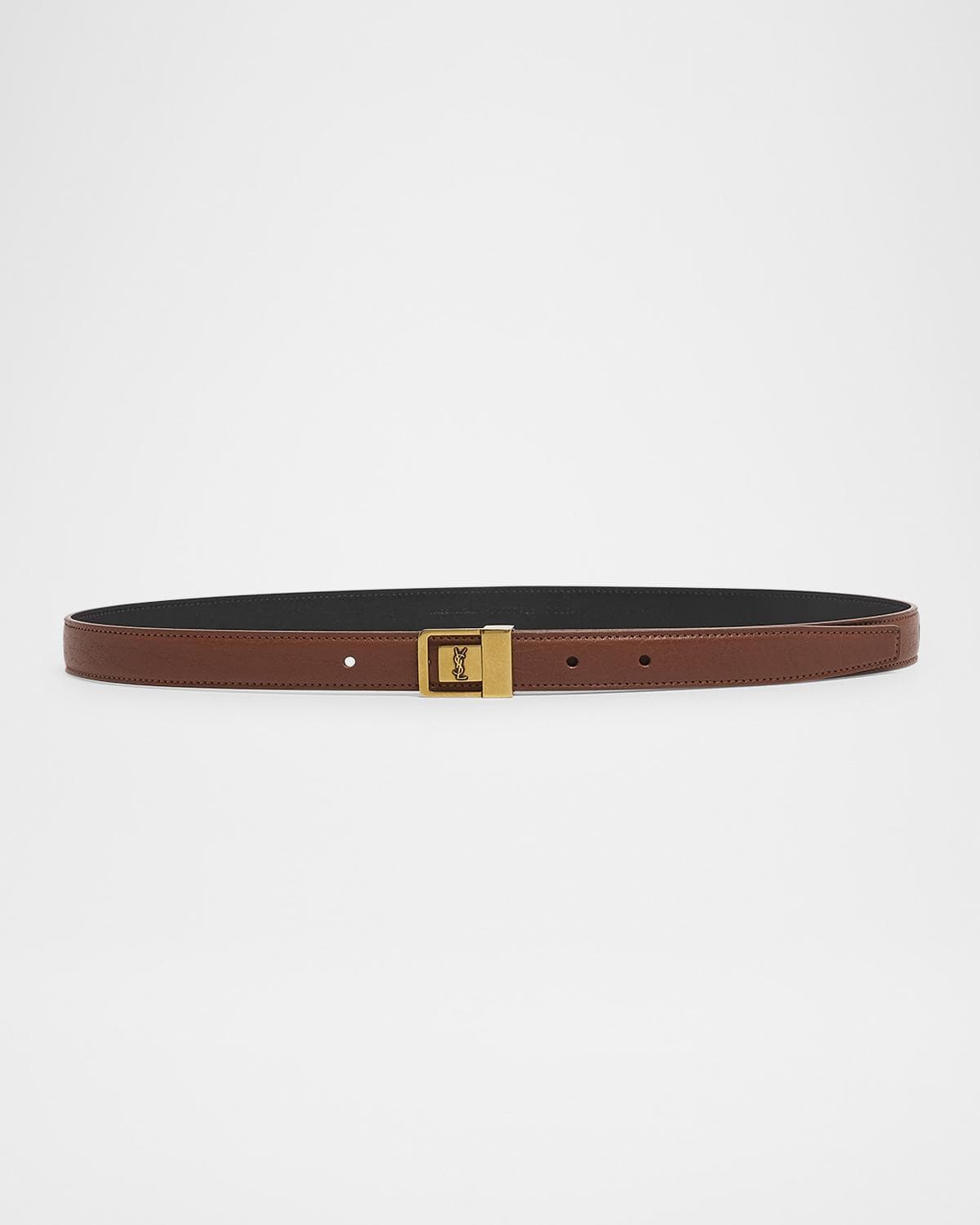 Saint Laurent YSL Buckled Grainy Leather Belt