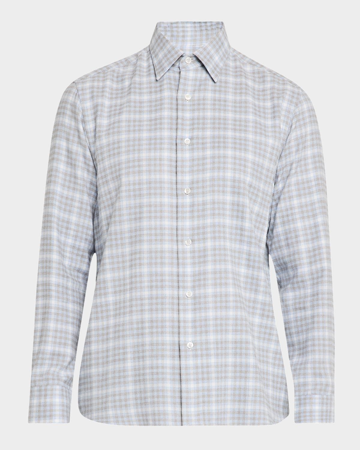 Brioni Men's Check Flannel Casual Button-Down Shirt