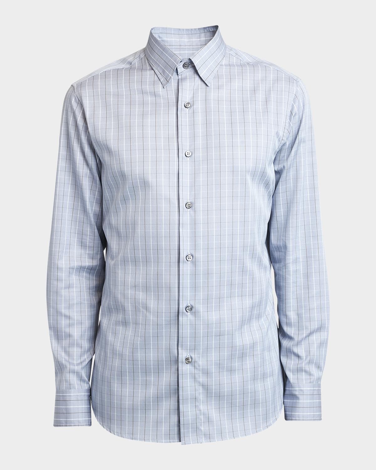 Brioni Men's Cotton Grid Check Sport Shirt