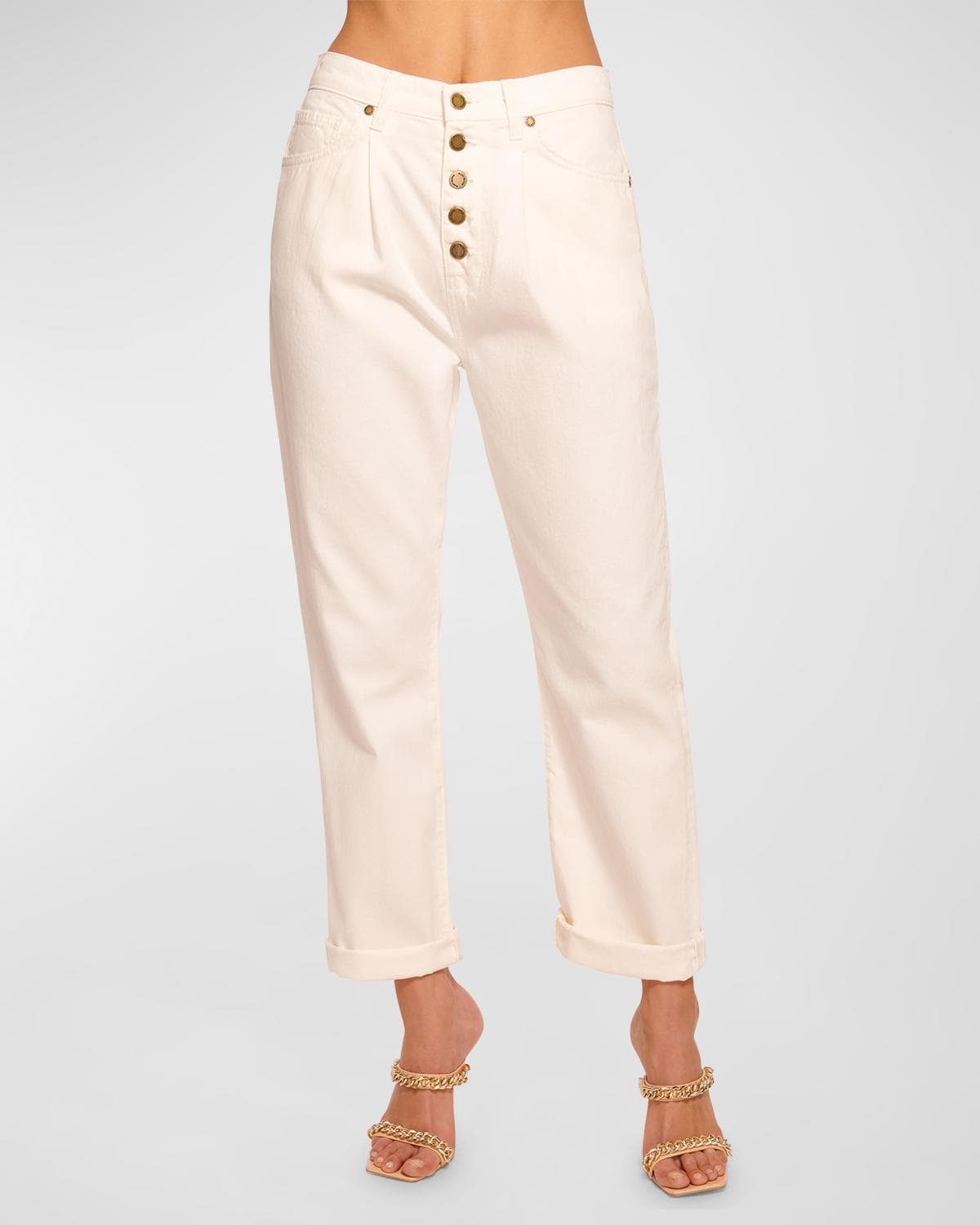 Ramy Brook Pearle High-Rise Cuffed Straight-Leg Jeans