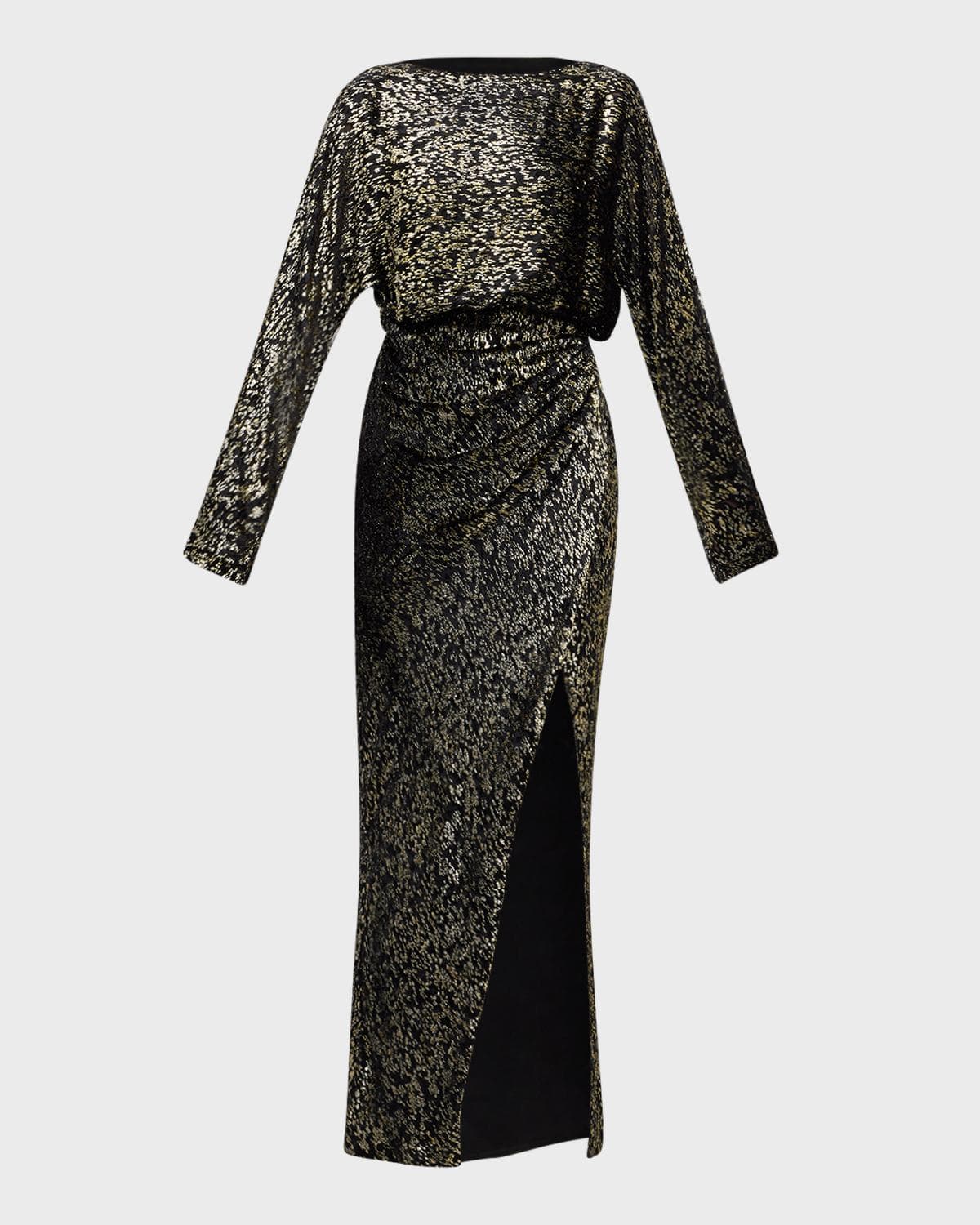 SIMKHAI Angelique Metallic Jacquard Column Gown
