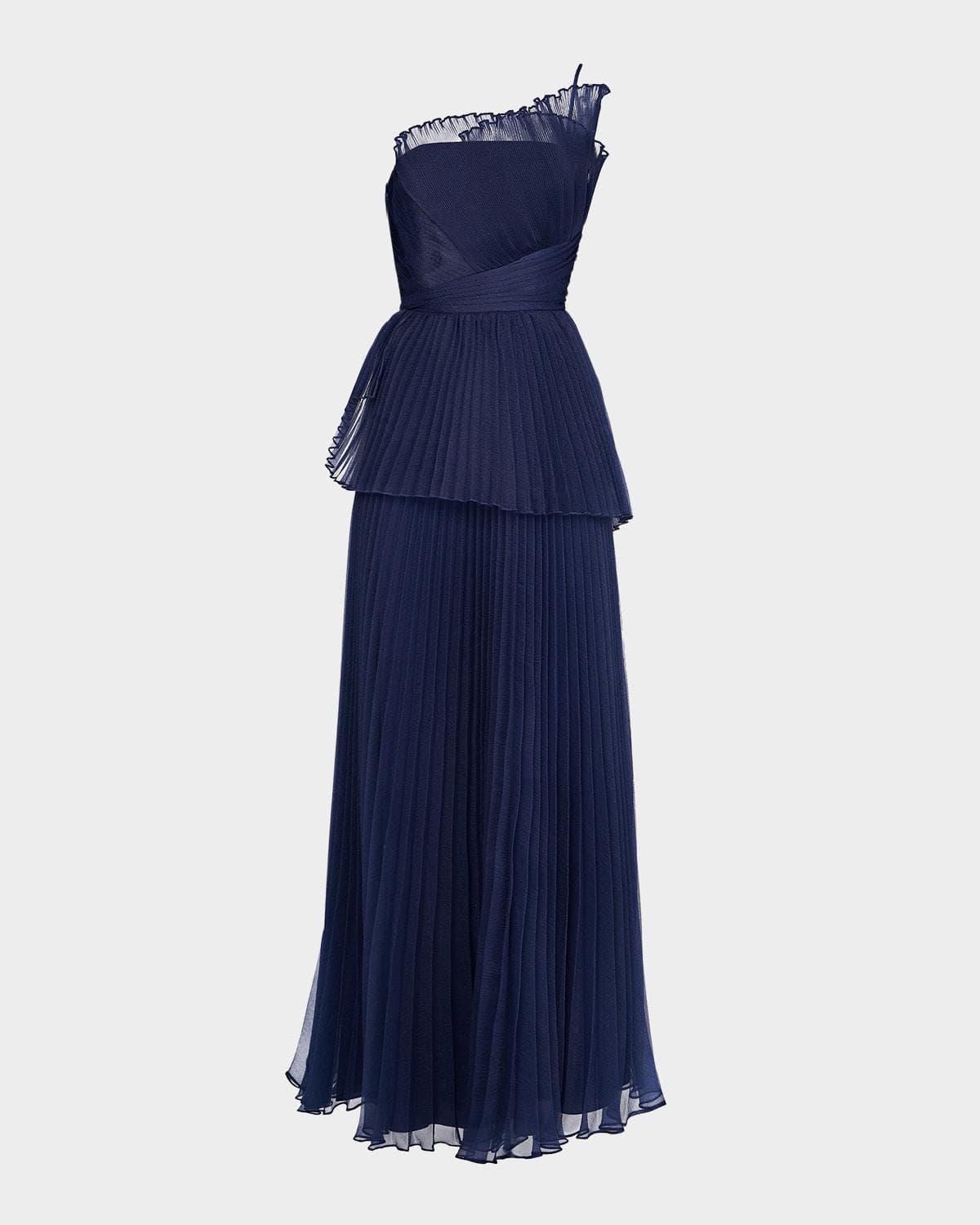 Theia Delphine Pleated Organza A-Line Gown