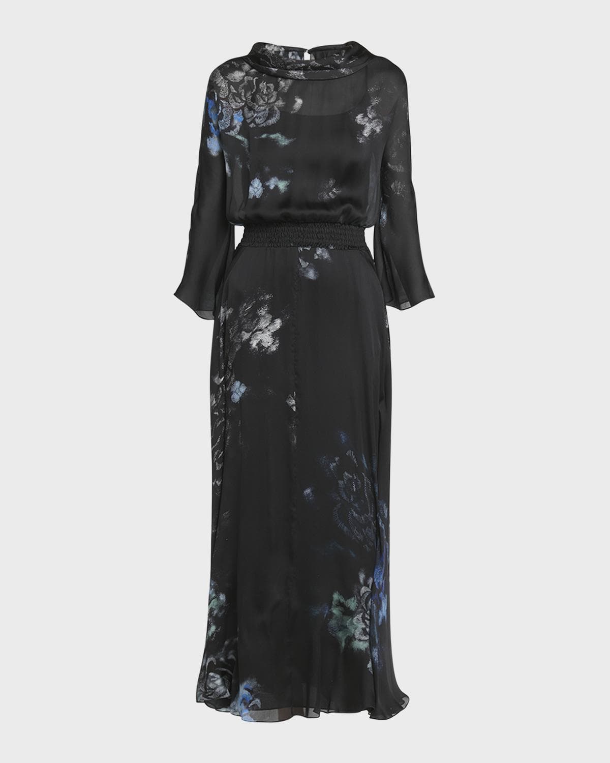 Giorgio Armani Floral Print Silk Gown with Smocked Waist · 38 (2)