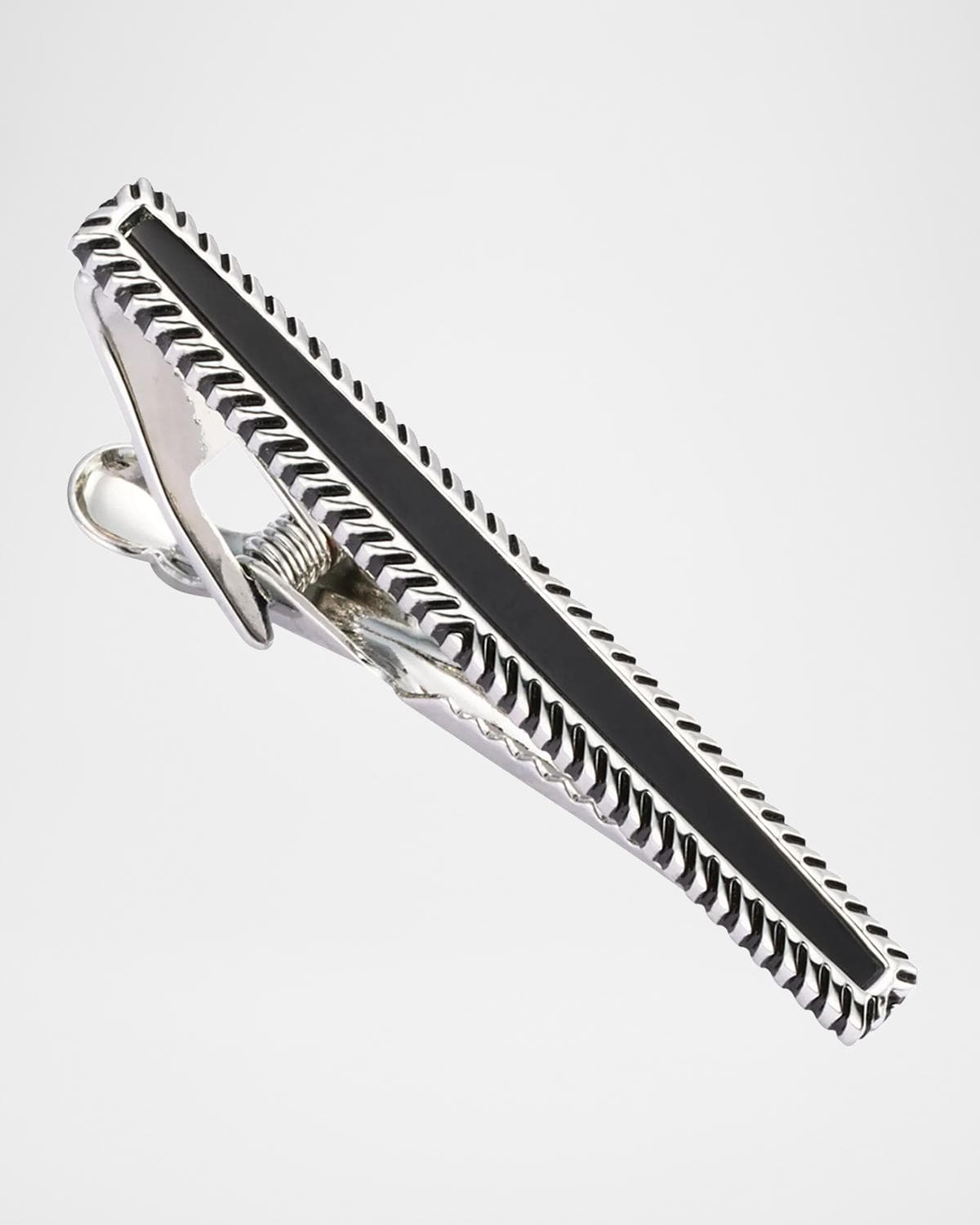Link Up Men's Black Obsidian Wavy Frame Tie Bar