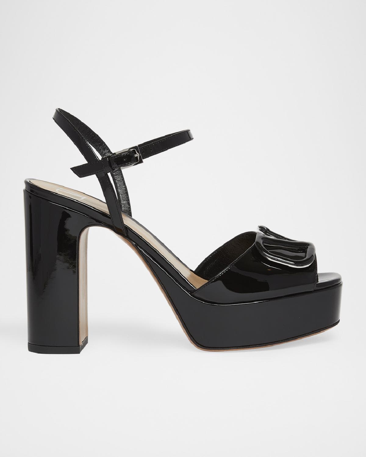 Valentino Garavani VLogo Patent Ankle-Strap Platform Sandals